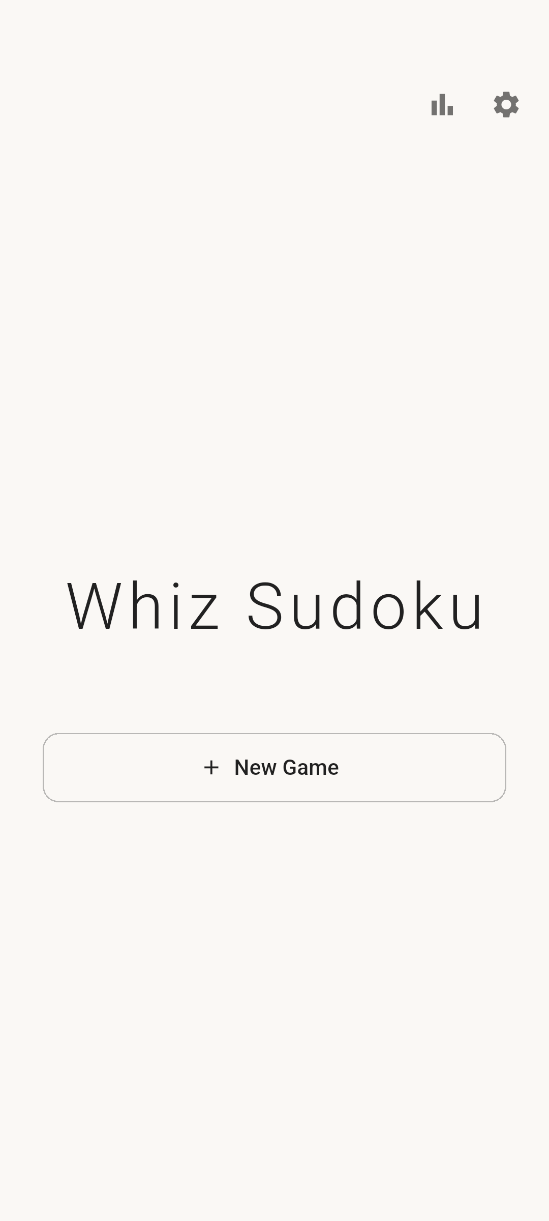 Whiz Sudoku home screen